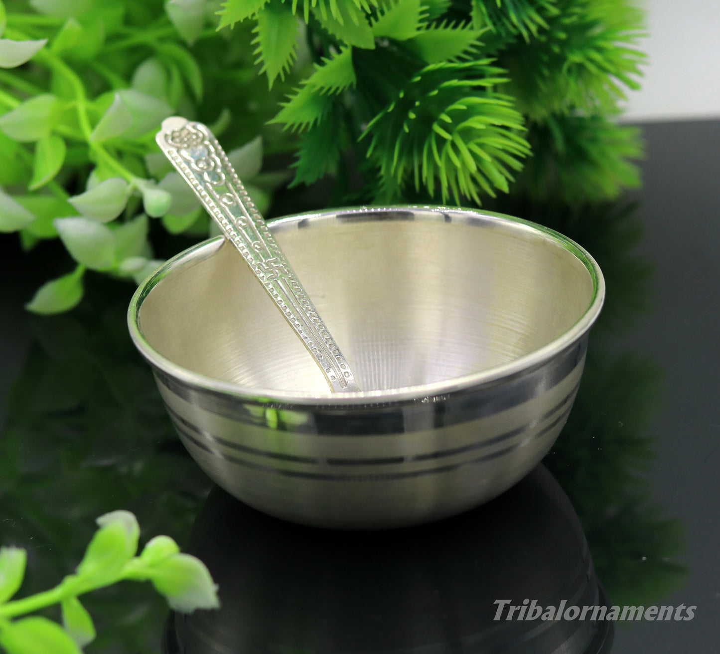 999 pure sterling silver handmade solid silver bowl and spoon, silver has antibacterial properties, keep stay healthy, silver vessels sv24 - TRIBAL ORNAMENTS