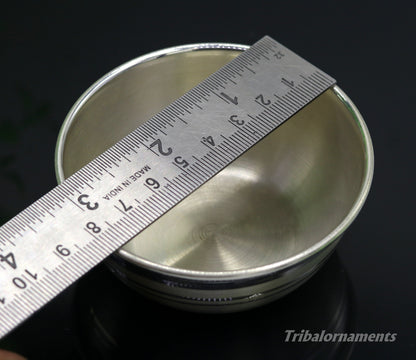 999 pure sterling silver handmade solid silver bowl and spoon, silver has antibacterial properties, keep stay healthy, silver vessels sv24 - TRIBAL ORNAMENTS
