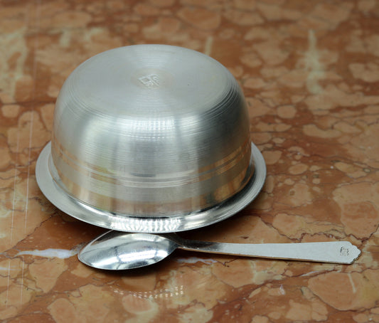999 pure sterling silver handmade solid silver bowl and spoon, silver has antibacterial properties, keep stay healthy, silver vessels sv63 - TRIBAL ORNAMENTS