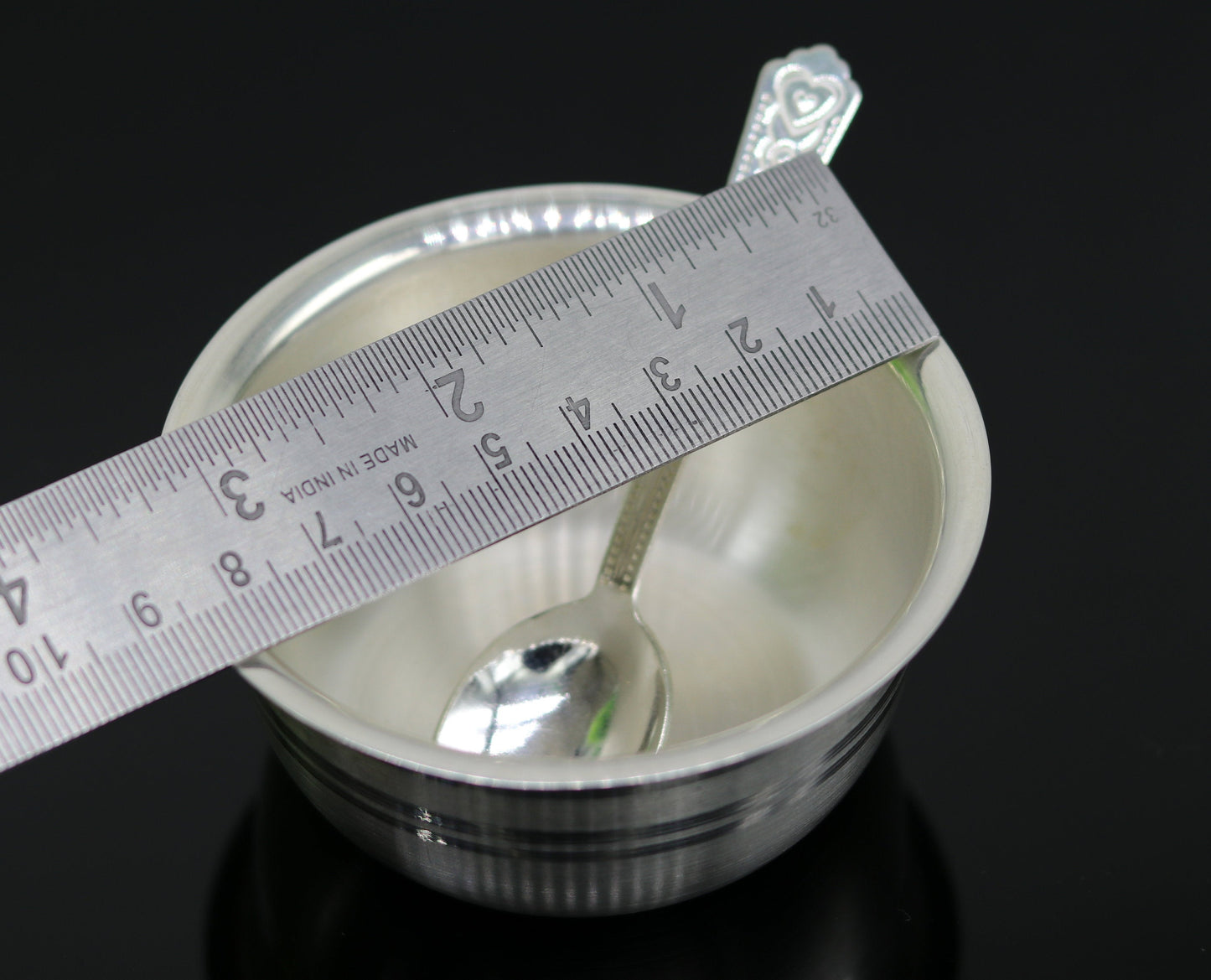 999 pure sterling silver handmade solid silver bowl and spoon, silver has antibacterial properties, keep stay healthy, silver vessels sv63 - TRIBAL ORNAMENTS