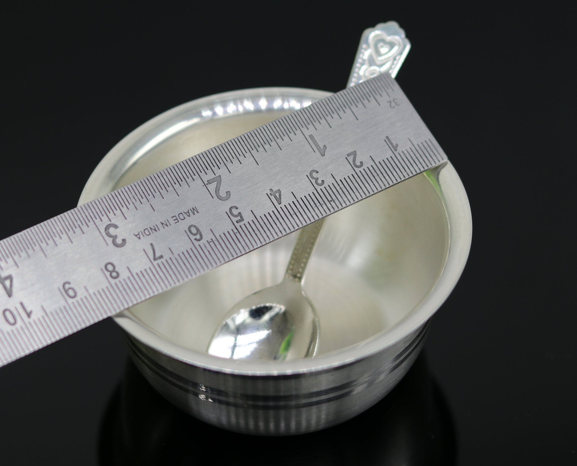 999 pure sterling silver handmade solid silver bowl and spoon, silver has antibacterial properties, keep stay healthy, silver vessels sv63 - TRIBAL ORNAMENTS