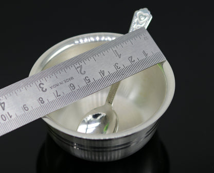 999 pure sterling silver handmade solid silver bowl and spoon, silver has antibacterial properties, keep stay healthy, silver vessels sv63 - TRIBAL ORNAMENTS