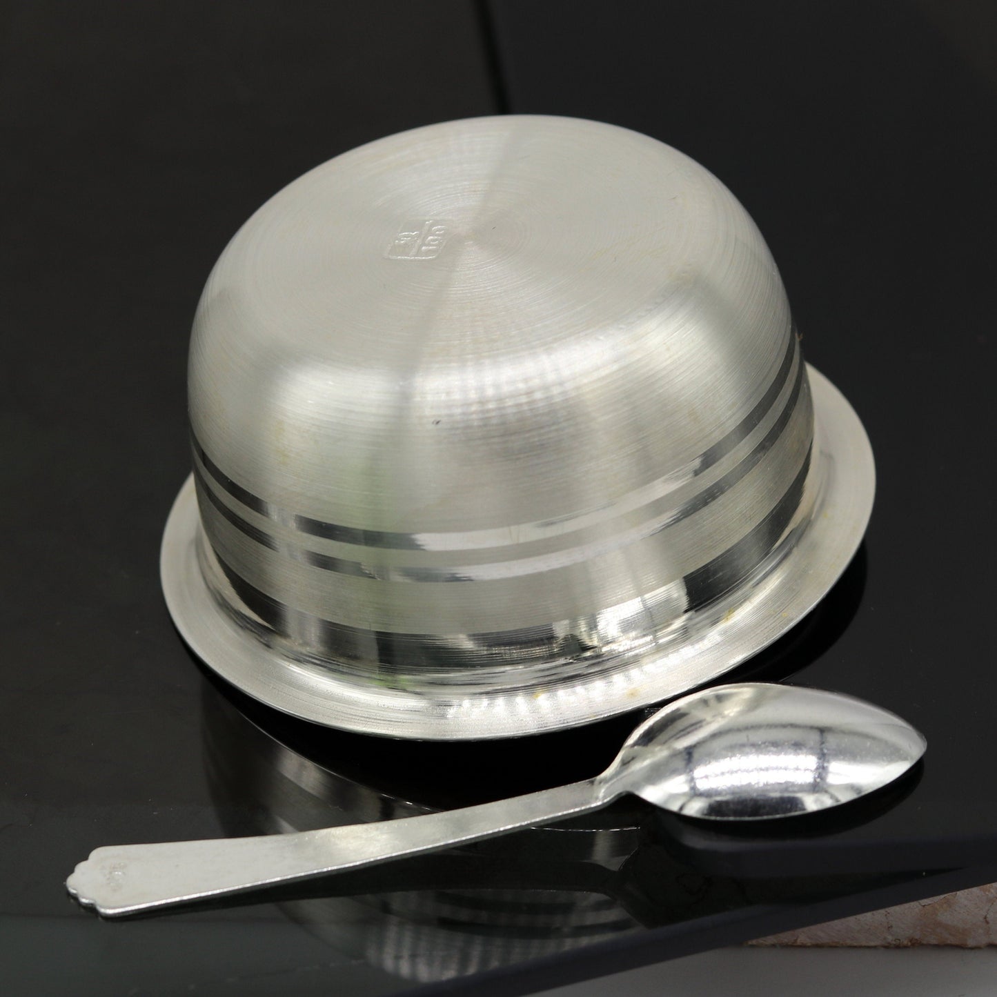 999 pure sterling silver handmade solid silver bowl and spoon, silver has antibacterial properties, keep stay healthy, silver vessels sv64 - TRIBAL ORNAMENTS