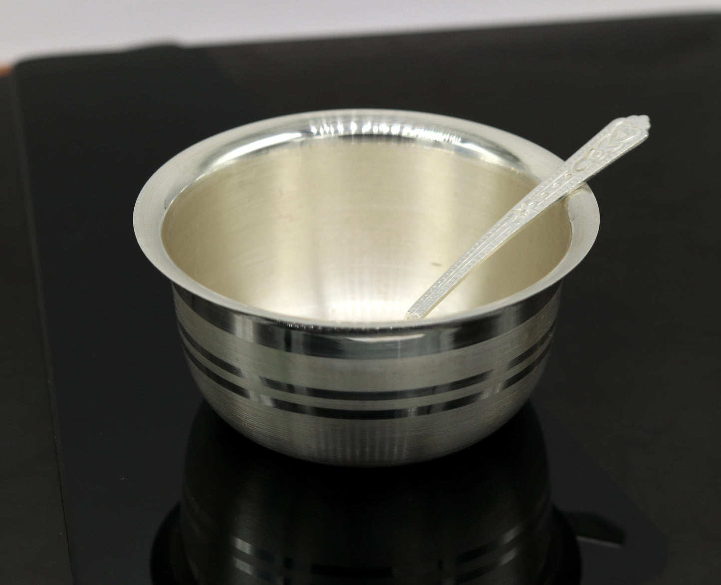 999 pure sterling silver handmade solid silver bowl and spoon, silver has antibacterial properties, keep stay healthy, silver vessels sv64 - TRIBAL ORNAMENTS