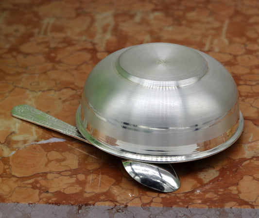 999 pure sterling silver handmade solid silver bowl and spoon, silver has antibacterial properties, keep stay healthy, silver vessels sv66 - TRIBAL ORNAMENTS
