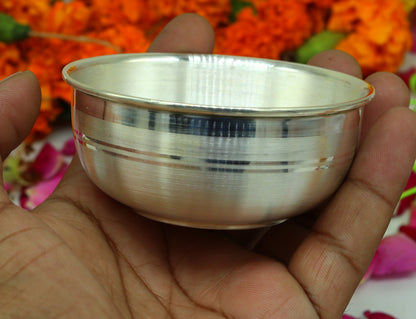 999 pure sterling silver handmade solid silver bowl kitchen utensils, vessels, silver has antibacterial properties, keep stay healthy sv53 - TRIBAL ORNAMENTS