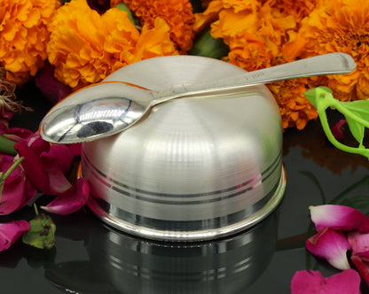 999 pure sterling silver handmade solid silver bowl kitchen utensils, vessels, silver has antibacterial properties, keep stay healthy sv56 - TRIBAL ORNAMENTS
