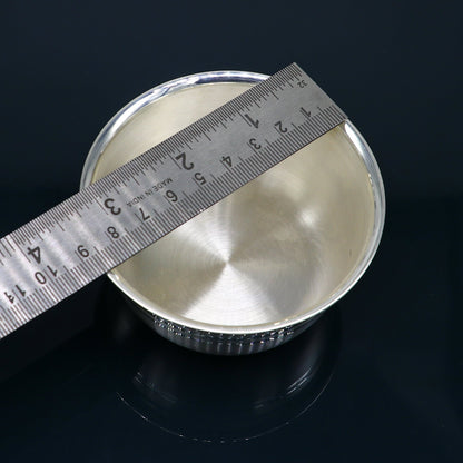 999 pure sterling silver handmade solid silver bowl & spoon, healthy serving bowl, silver vessel, baby serving food utensils baby set sv192 - TRIBAL ORNAMENTS