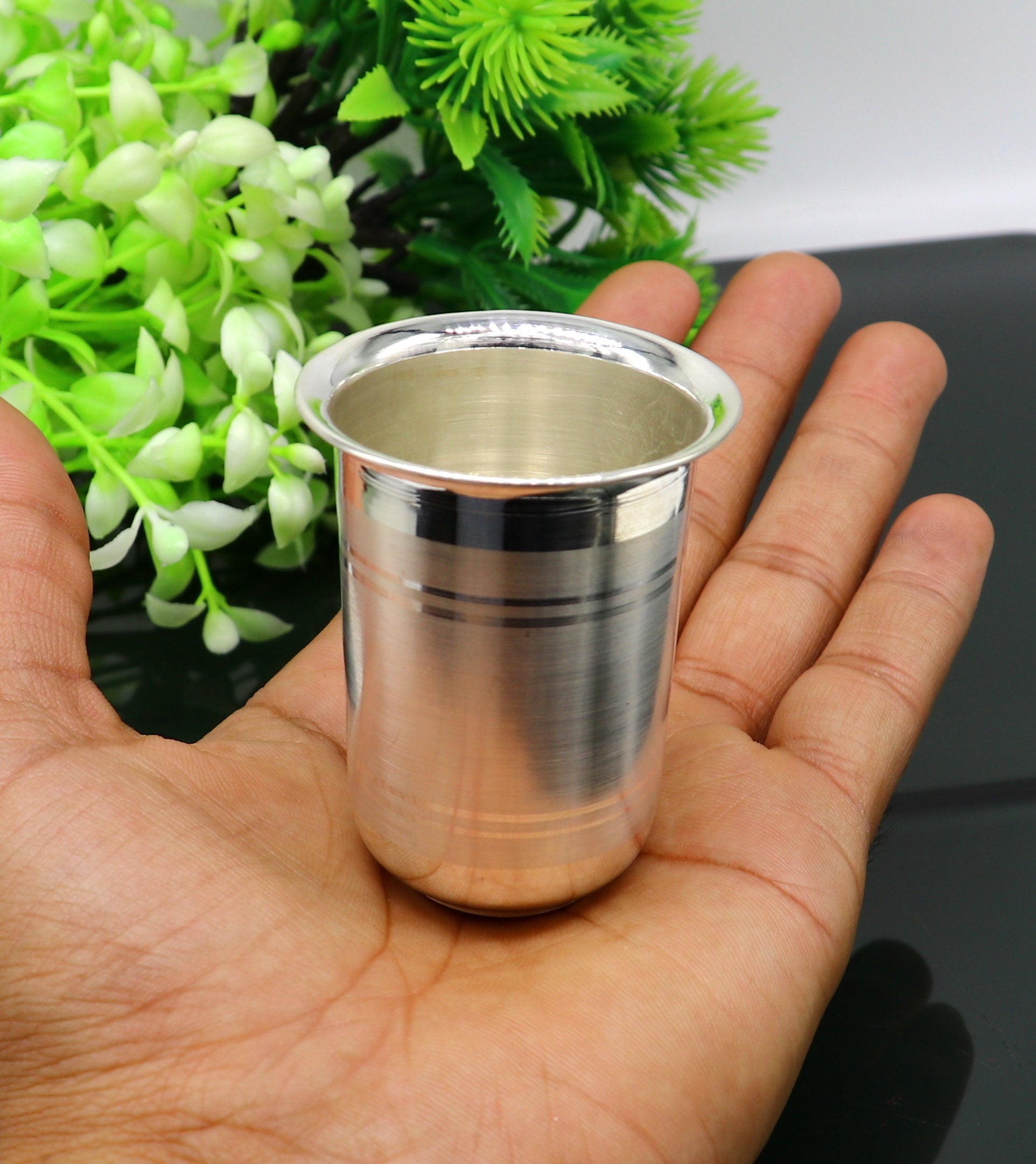 999 silver baby glass set, water/milk Glass tumbler, best gifting silver vodka glass, wine glass set, baby feeding utensils, best gift sv136 - TRIBAL ORNAMENTS