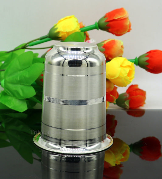 999 silver baby glass set, water/milk Glass tumbler, best gifting silver vodka glass, wine glass set, baby feeding utensils, best gift sv248 - TRIBAL ORNAMENTS