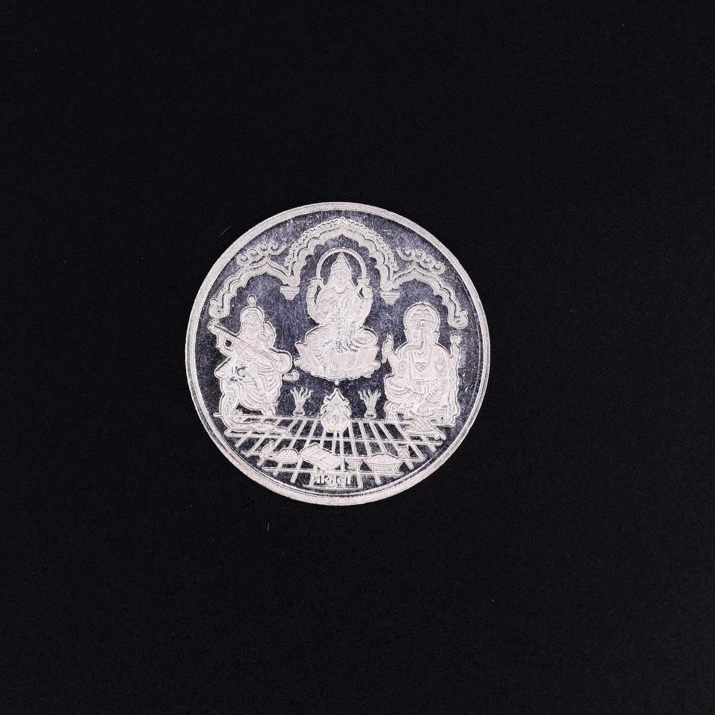 999 solid silver amazing Indian idol lord Ganesha laxmi and sarashwati print 20 grams coin amazing gifting and collcetible coin sst04 - TRIBAL ORNAMENTS