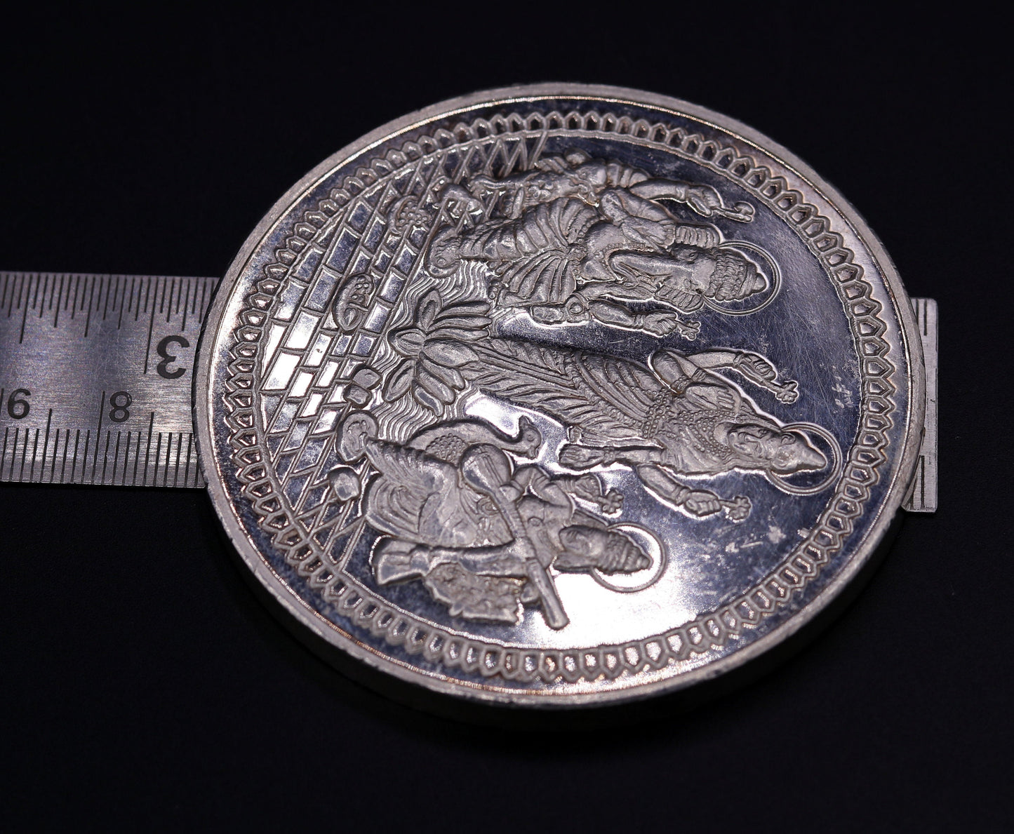 999 solid silver amazing Indian idol lord Ganesha laxmi and sarashwati print 200 grams coin amazing gifting and collcetible coin sst03 - TRIBAL ORNAMENTS