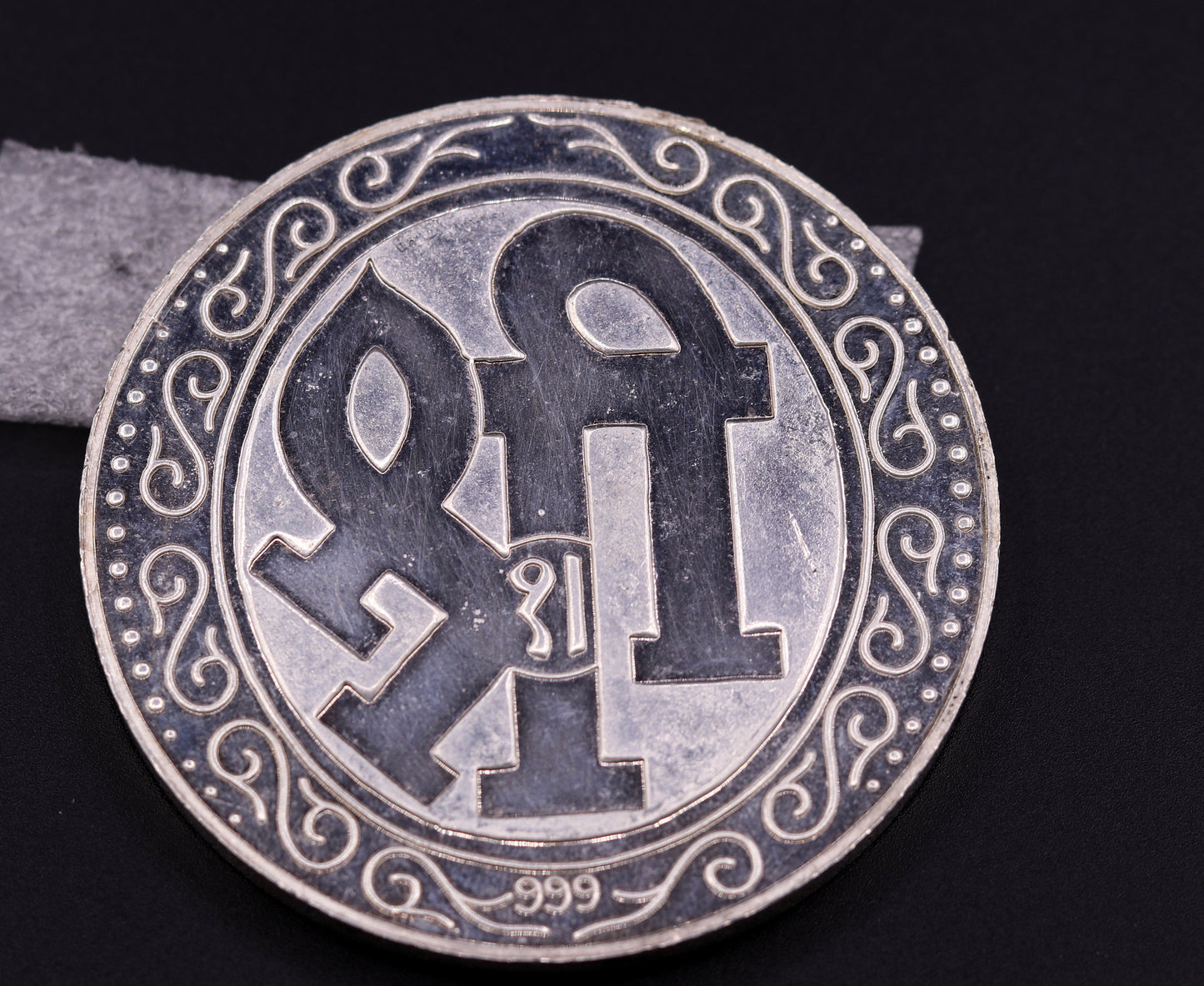 999 solid silver amazing Indian idol lord Ganesha laxmi and sarashwati print 200 grams coin amazing gifting and collcetible coin sst03 - TRIBAL ORNAMENTS