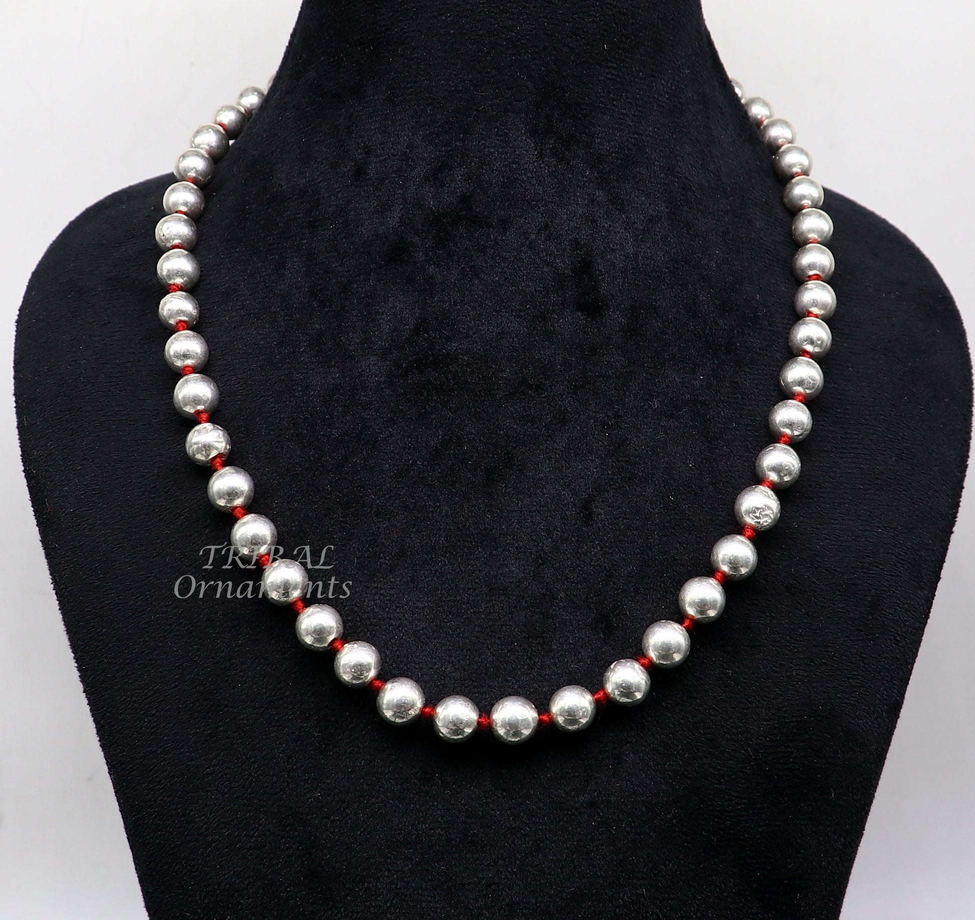 9mm 925 sterling silver customized stylish wax beaded necklace, unique cultural brides gifting beaded necklace tribal jewelry set560 - TRIBAL ORNAMENTS