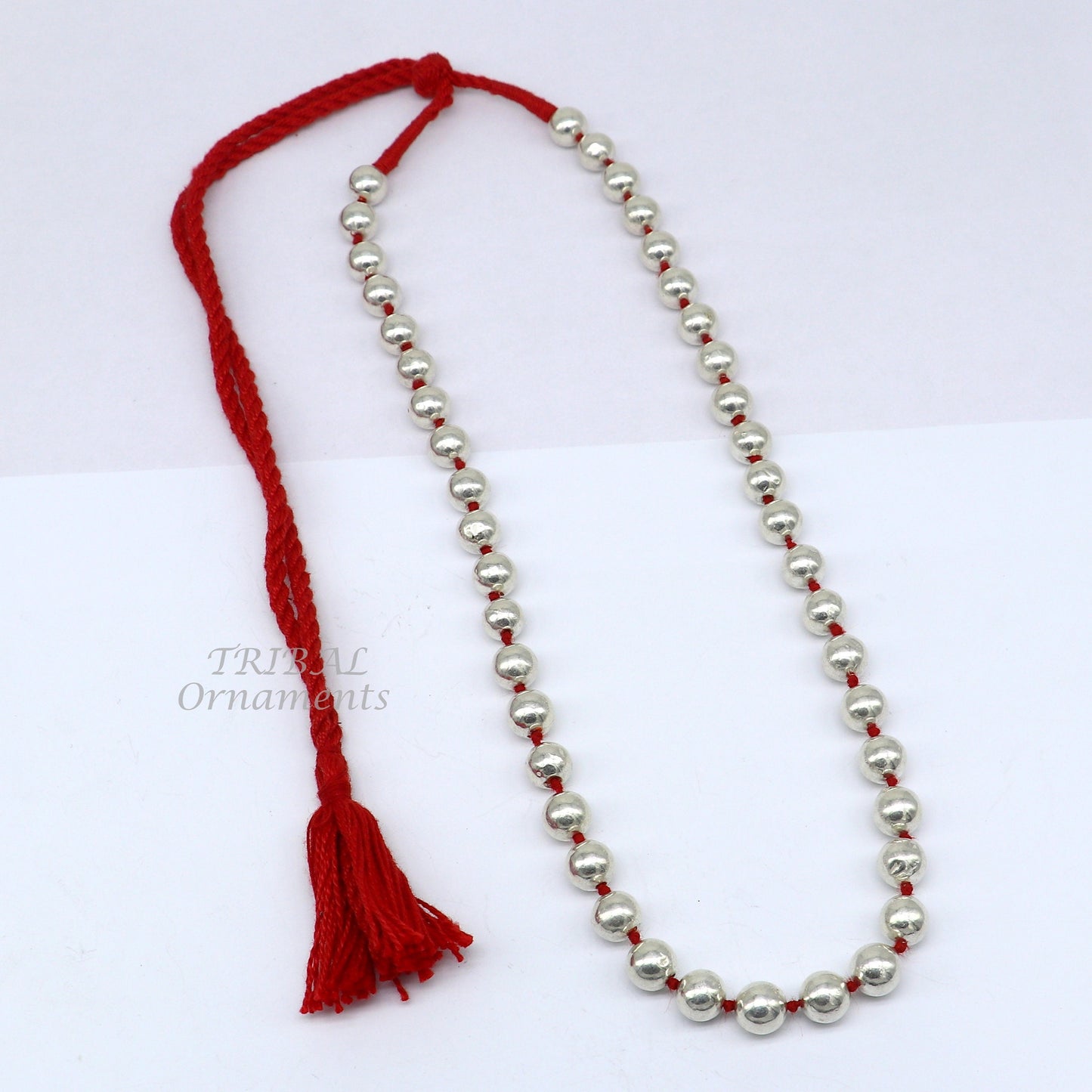 9mm 925 sterling silver customized stylish wax beaded necklace, unique cultural brides gifting beaded necklace tribal jewelry set560 - TRIBAL ORNAMENTS