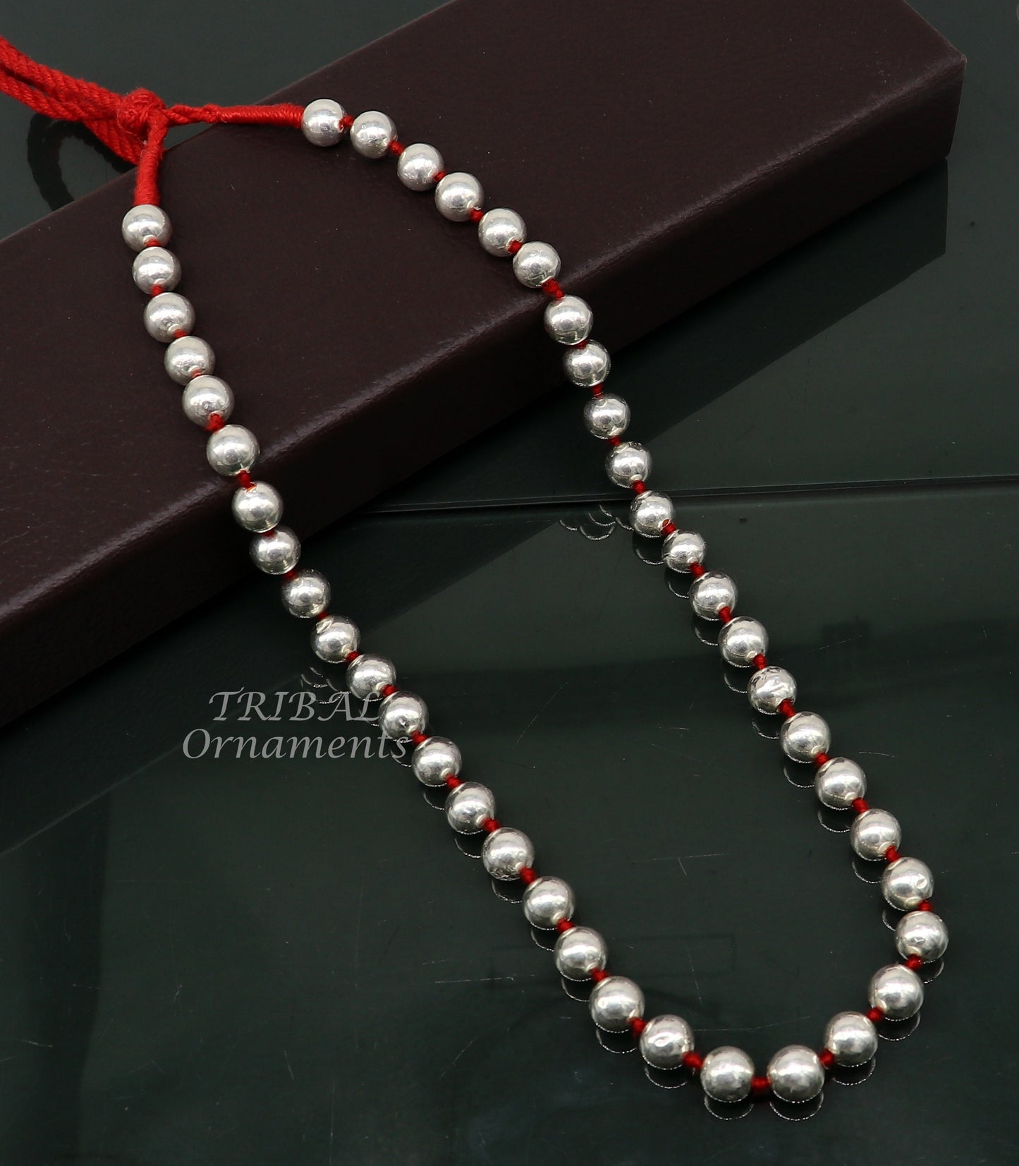 9mm 925 sterling silver customized stylish wax beaded necklace, unique cultural brides gifting beaded necklace tribal jewelry set560 - TRIBAL ORNAMENTS