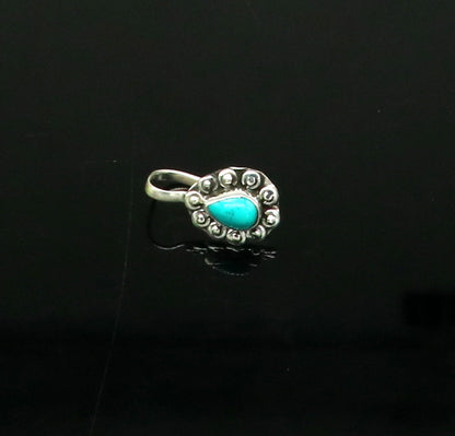 9mm 925 sterling silver single stone nose pin, clip on nose pin, customized flower design nose plug ,best party wear fancy jewelry np104 - TRIBAL ORNAMENTS