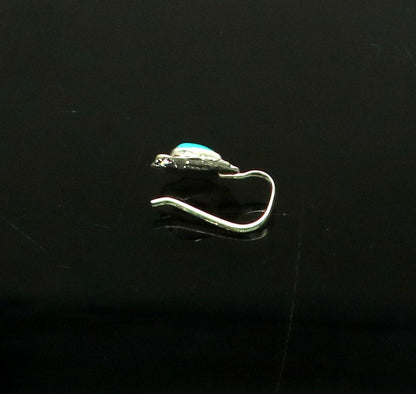 9mm 925 sterling silver single stone nose pin, clip on nose pin, customized flower design nose plug ,best party wear fancy jewelry np104 - TRIBAL ORNAMENTS