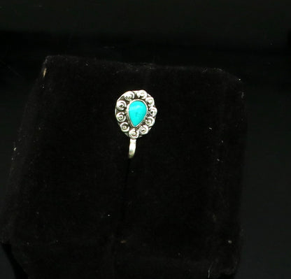 9mm 925 sterling silver single stone nose pin, clip on nose pin, customized flower design nose plug ,best party wear fancy jewelry np104 - TRIBAL ORNAMENTS