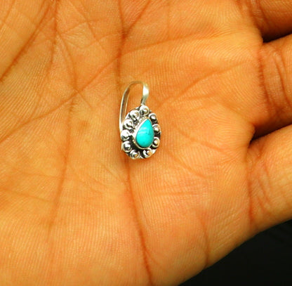 9mm 925 sterling silver single stone nose pin, clip on nose pin, customized flower design nose plug ,best party wear fancy jewelry np104 - TRIBAL ORNAMENTS