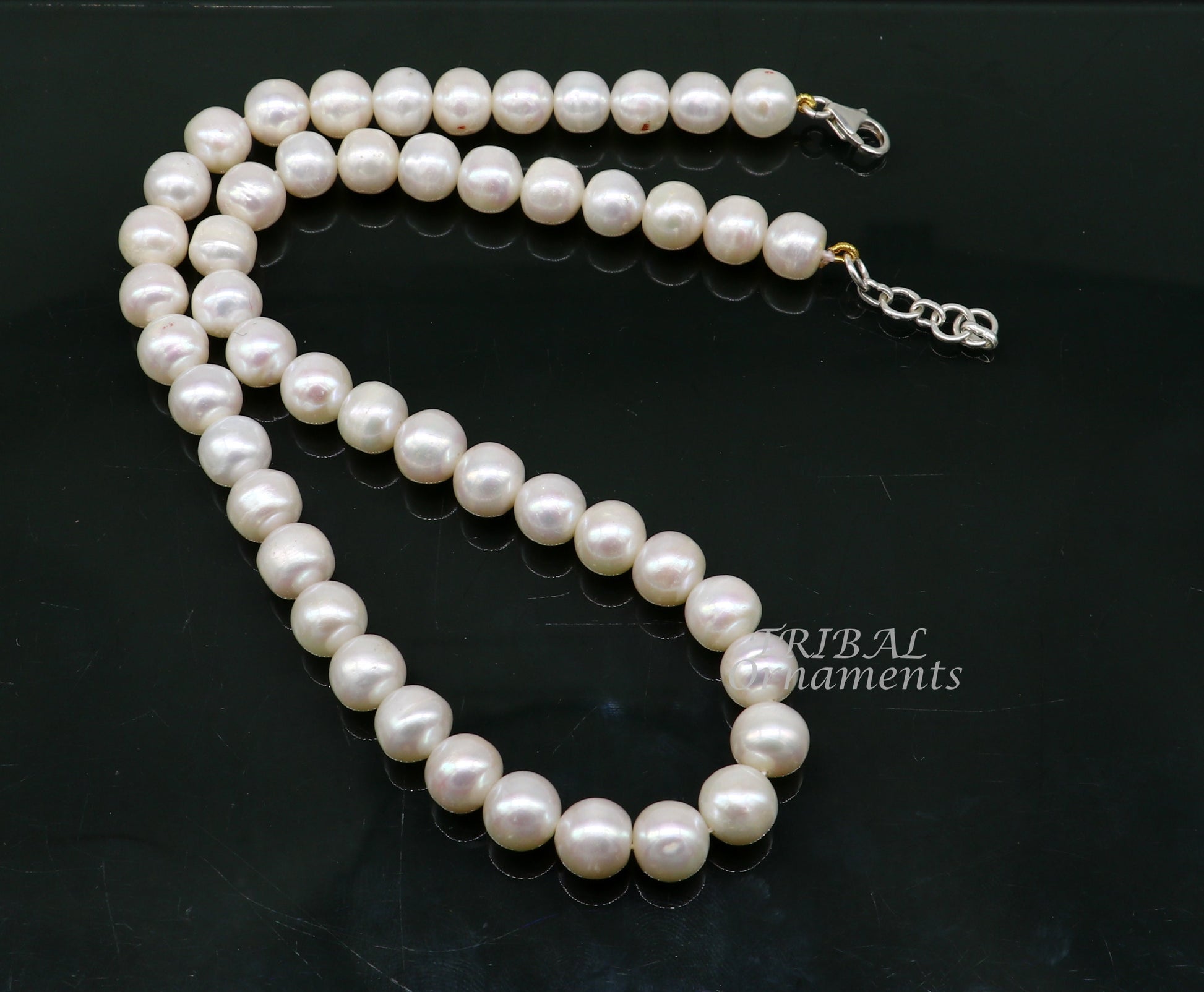 9mm fresh water pearl 248carats single line string necklace set gorgeous wedding or daily use necklace jewelry belly dance pnec06 - TRIBAL ORNAMENTS