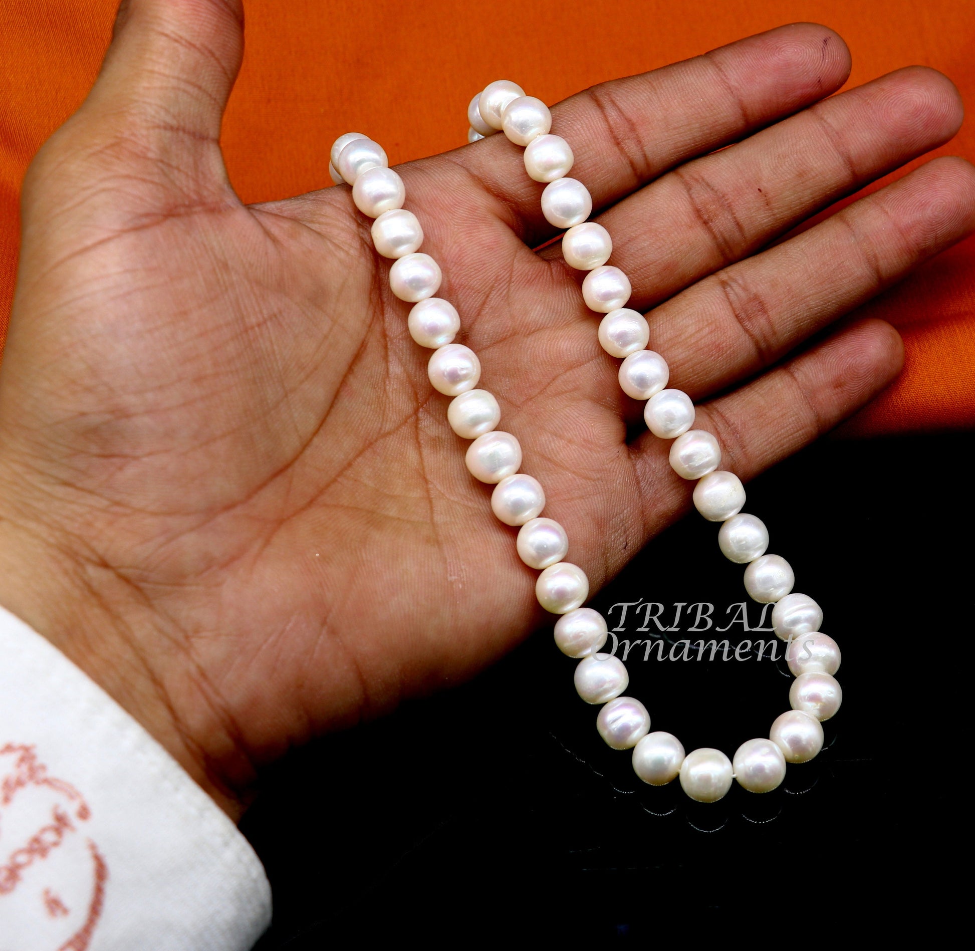 9mm fresh water pearl 248carats single line string necklace set gorgeous wedding or daily use necklace jewelry belly dance pnec06 - TRIBAL ORNAMENTS