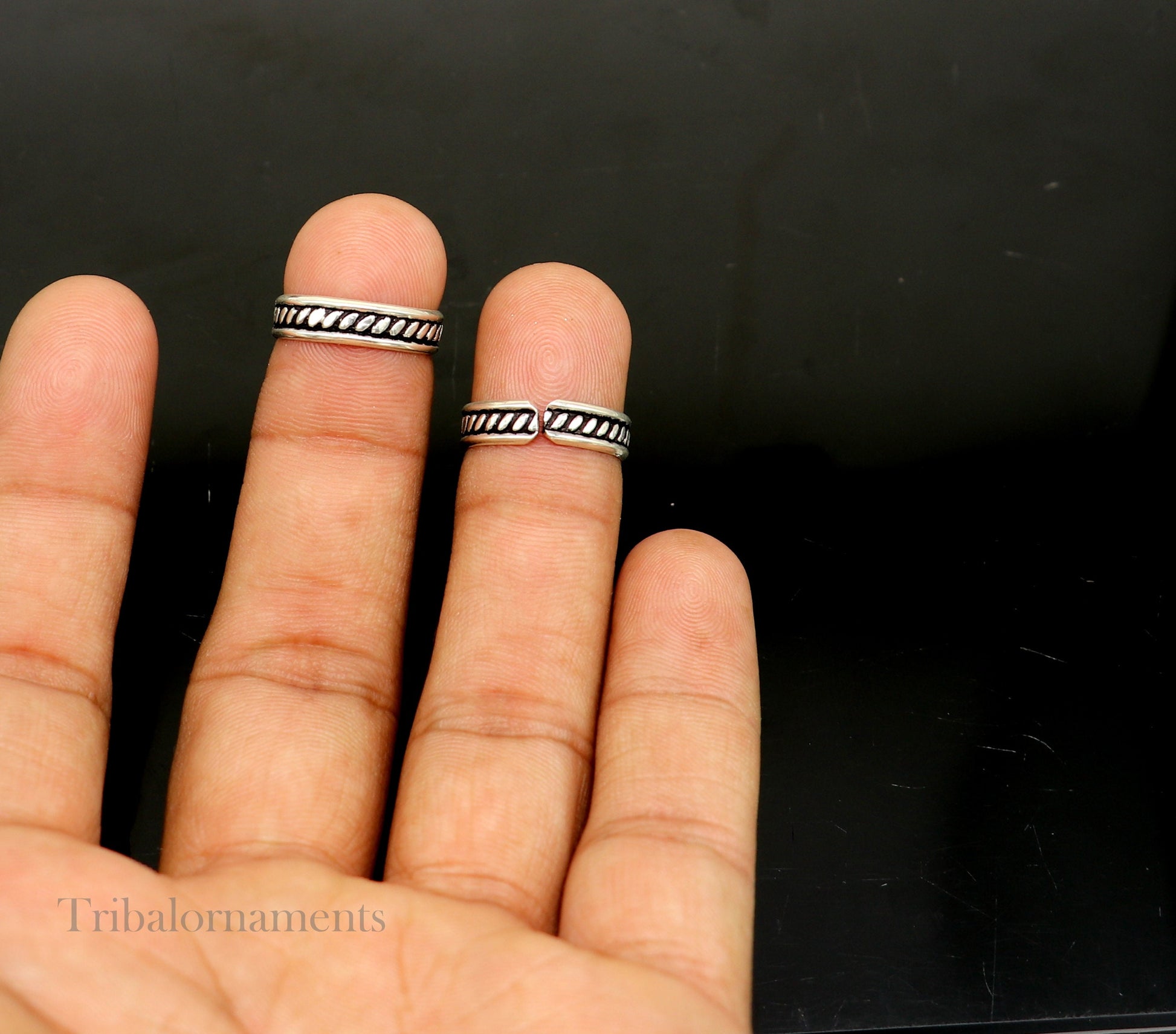 Adjustable 92.5 sterling silver excellent vintage design handmade toe ring, toe band modern women's brides jewelry from india toer111 - TRIBAL ORNAMENTS