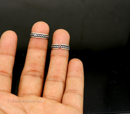 Adjustable 92.5 sterling silver excellent vintage design handmade toe ring, toe band modern women's brides jewelry from india toer111 - TRIBAL ORNAMENTS