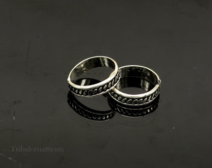 Adjustable 92.5 sterling silver excellent vintage design handmade toe ring, toe band modern women's brides jewelry from india toer111 - TRIBAL ORNAMENTS