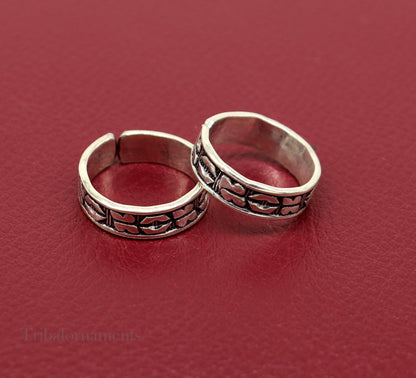 Adjustable Toe ring 92.5 sterling silver handmade elegant design toe ring, toe band stylish modern women's brides jewelry from india toer106 - TRIBAL ORNAMENTS