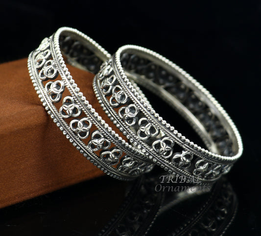 Amazing 925 sterling silver flower design unique style handmade bangle bracelet best brides collection wedding ethnic tribal jewelry  nba336 - TRIBAL ORNAMENTS