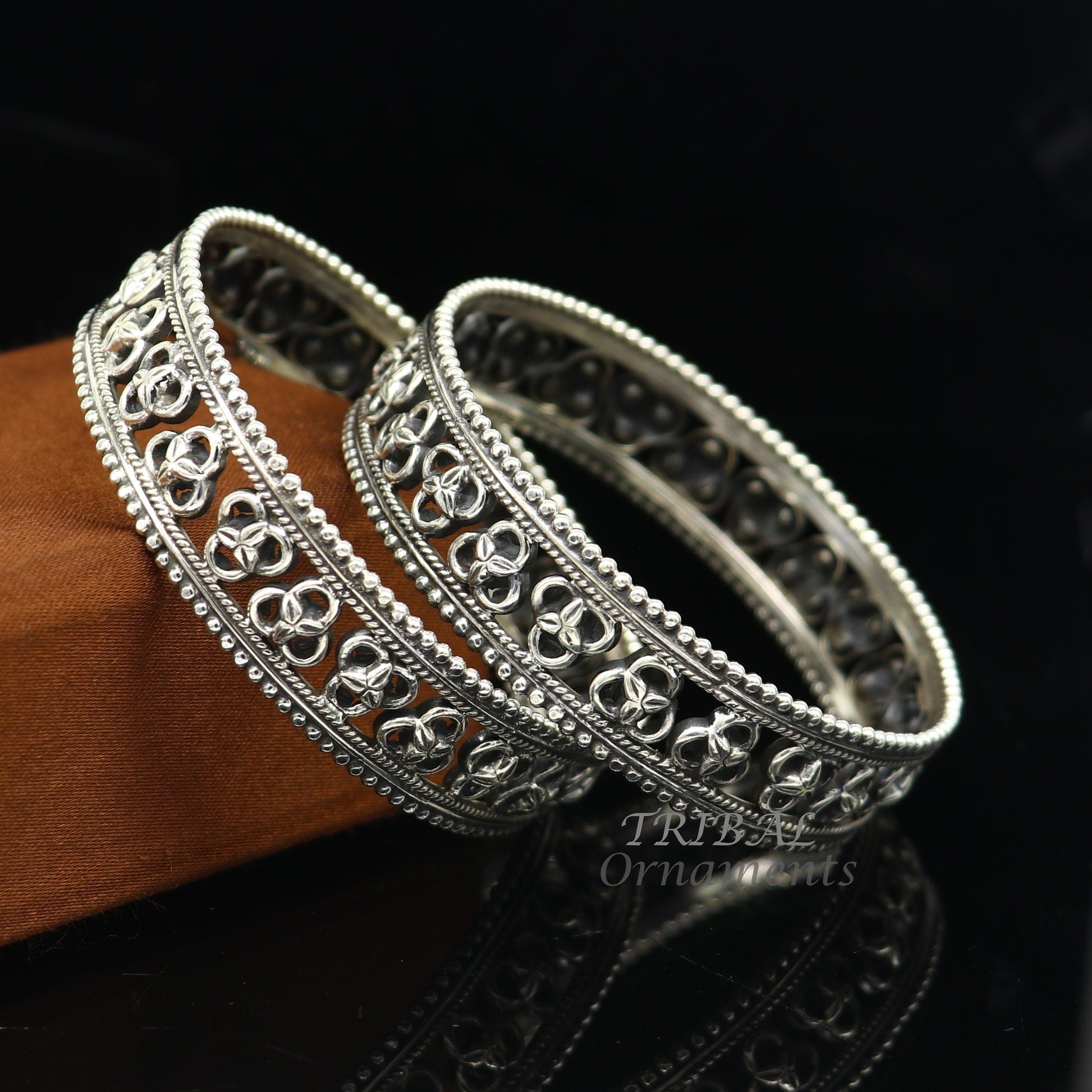 Amazing 925 sterling silver flower design unique style handmade bangle bracelet best brides collection wedding ethnic tribal jewelry  nba336 - TRIBAL ORNAMENTS