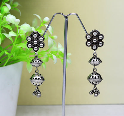 Amazing 925 sterling silver handmade customized vintage antique style drop dangle peacock stud earring tribal belly dance jewelry ear475 - TRIBAL ORNAMENTS