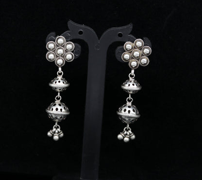 Amazing 925 sterling silver handmade customized vintage antique style drop dangle peacock stud earring tribal belly dance jewelry ear475 - TRIBAL ORNAMENTS