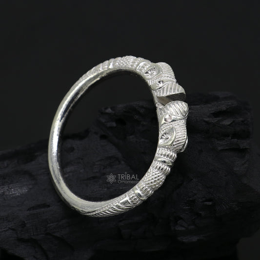 Amazing baby kada Solid 925 silver men's ethnic cultural crocodile face design vintage tribal kada bangle best kids gifting cuff kada nsk700 - TRIBAL ORNAMENTS