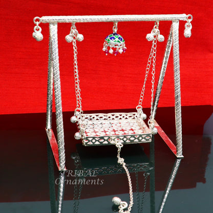 Amazing crafted sterling silver Laddu Gopala jhula, little Krishna swing, krishan palana, silver jhula, laddu gopal swing, silver art su822 - TRIBAL ORNAMENTS