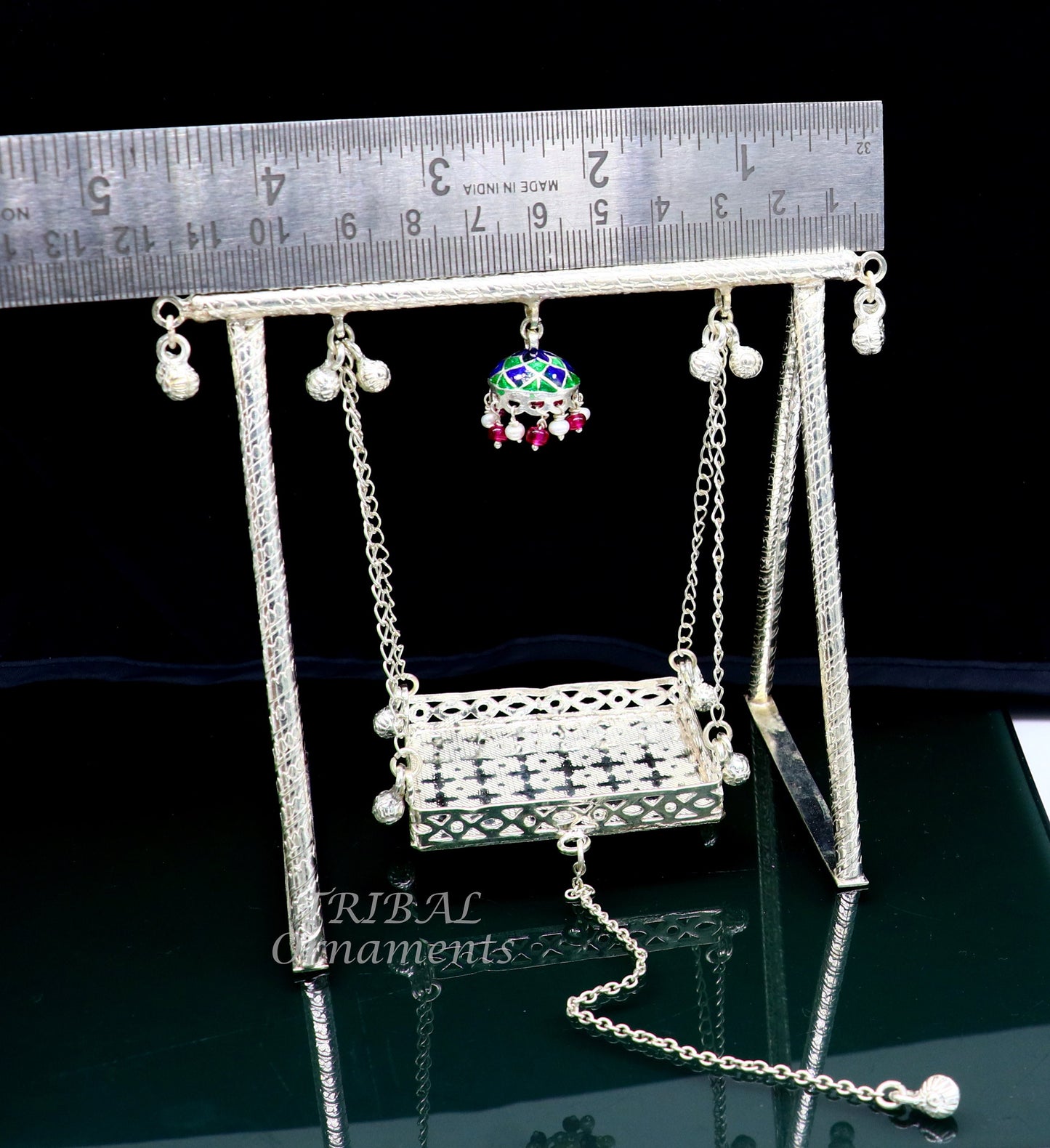 Amazing crafted sterling silver Laddu Gopala jhula, little Krishna swing, krishan palana, silver jhula, laddu gopal swing, silver art su822 - TRIBAL ORNAMENTS
