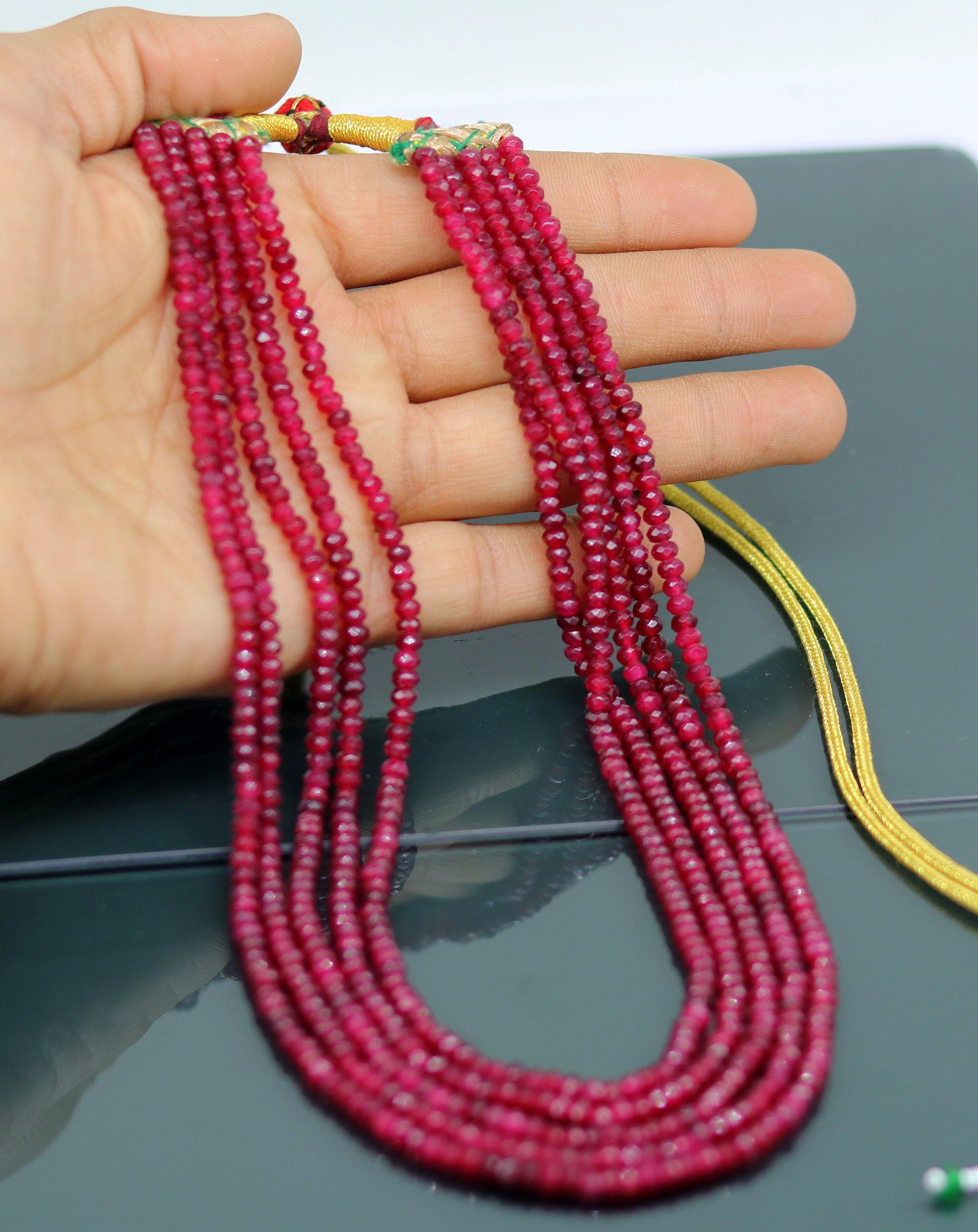 Amazing cut stone Red jade gemstone penalized necklace, gorgeous customized wedding anniversary bridal necklace charm jewelry set125 - TRIBAL ORNAMENTS