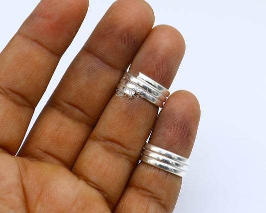 Amazing ethnic style handmade solid silver spiral design toe rings pair, excellent tribal customized belly dance hippie & boho jewelry ntr83 - TRIBAL ORNAMENTS