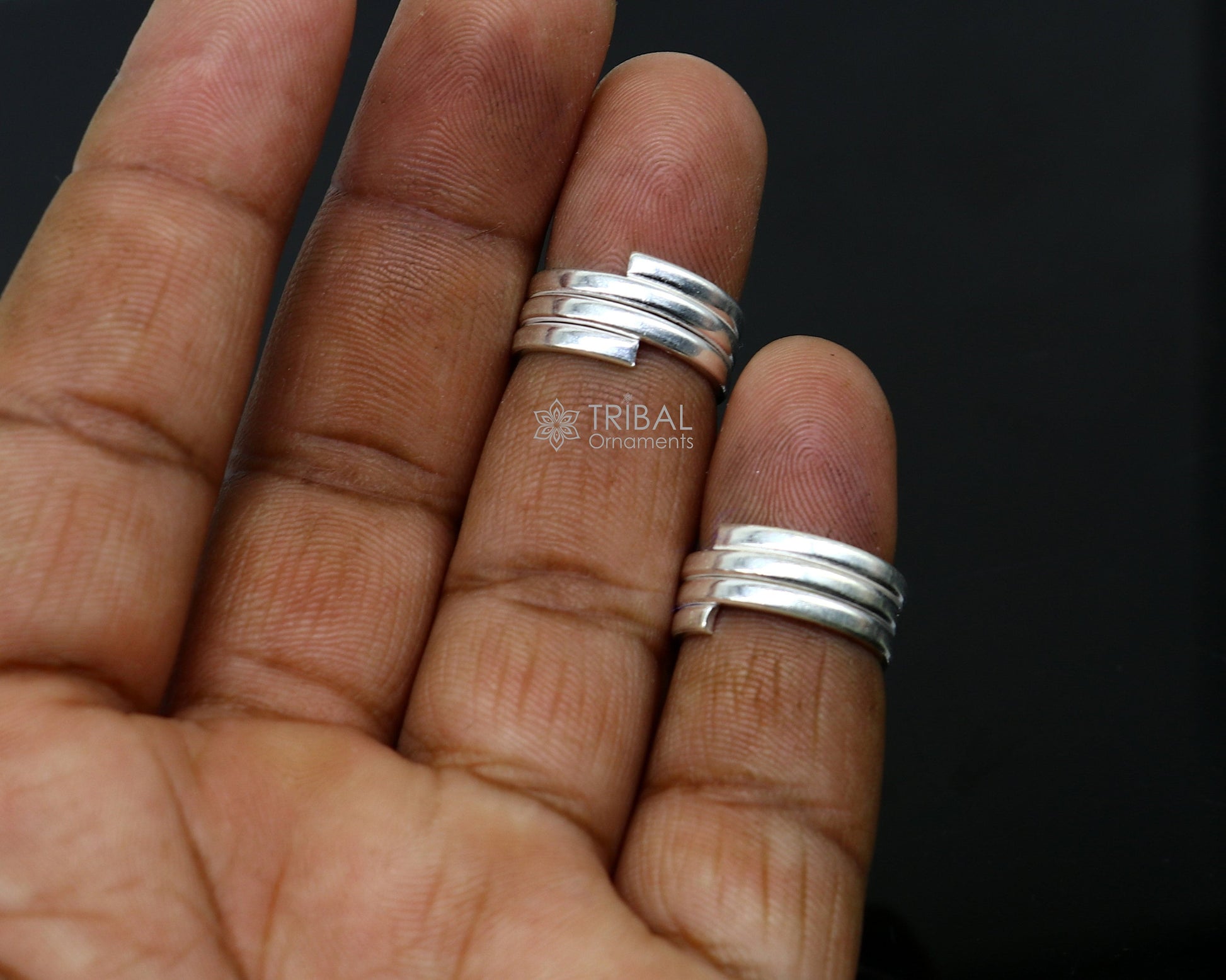 Amazing ethnic style handmade solid silver spiral design toe rings pair, excellent tribal customized belly dance hippie & boho jewelry ntr83 - TRIBAL ORNAMENTS