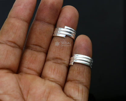 Amazing ethnic style handmade solid silver spiral design toe rings pair, excellent tribal customized belly dance hippie & boho jewelry ntr83 - TRIBAL ORNAMENTS