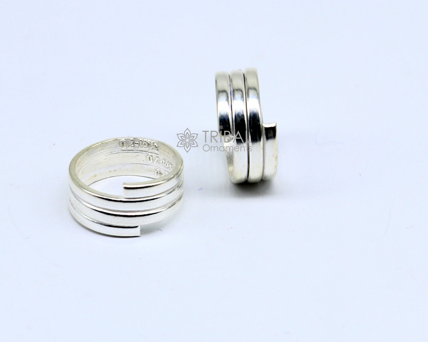 Amazing ethnic style handmade solid silver spiral design toe rings pair, excellent tribal customized belly dance hippie & boho jewelry ntr83 - TRIBAL ORNAMENTS