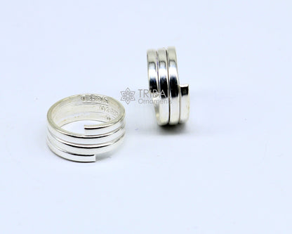 Amazing ethnic style handmade solid silver spiral design toe rings pair, excellent tribal customized belly dance hippie & boho jewelry ntr83 - TRIBAL ORNAMENTS