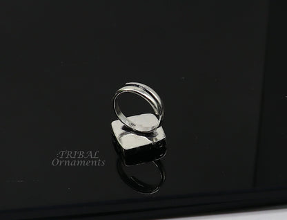 Amazing green stone Modern cultural fashionable 925 sterling silver adjustable ring, best gift for her/girls, charming jewelry india sr352 - TRIBAL ORNAMENTS