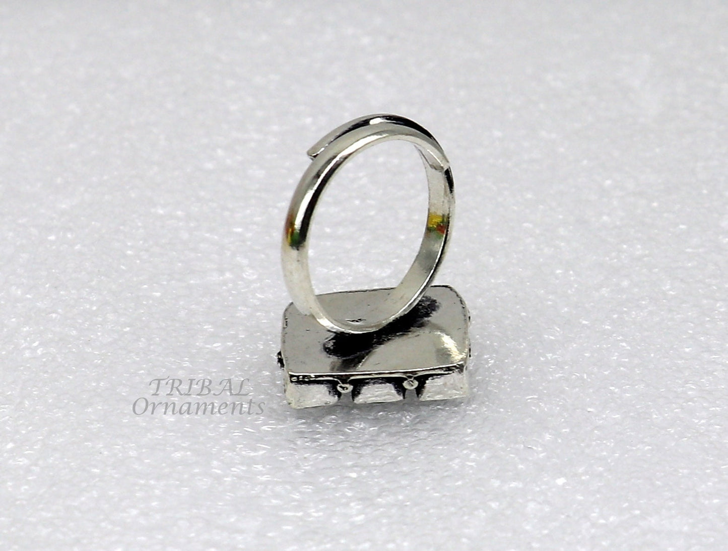 Amazing green stone Modern cultural fashionable 925 sterling silver adjustable ring, best gift for her/girls, charming jewelry india sr352 - TRIBAL ORNAMENTS