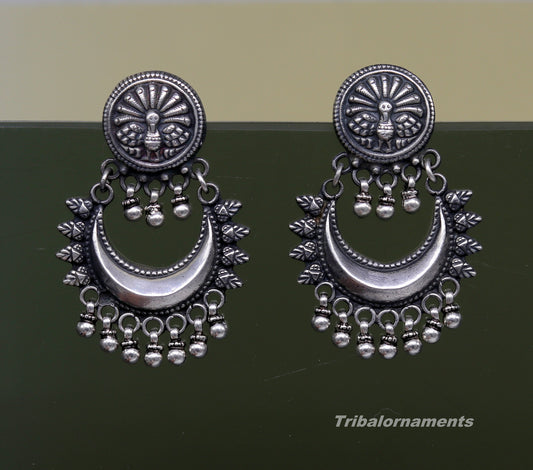 Amazing Handcrafted vintage peacock and moon design 925 sterling silver gorgeous stud earring ,drop dangle excellent customized earring s851 - TRIBAL ORNAMENTS