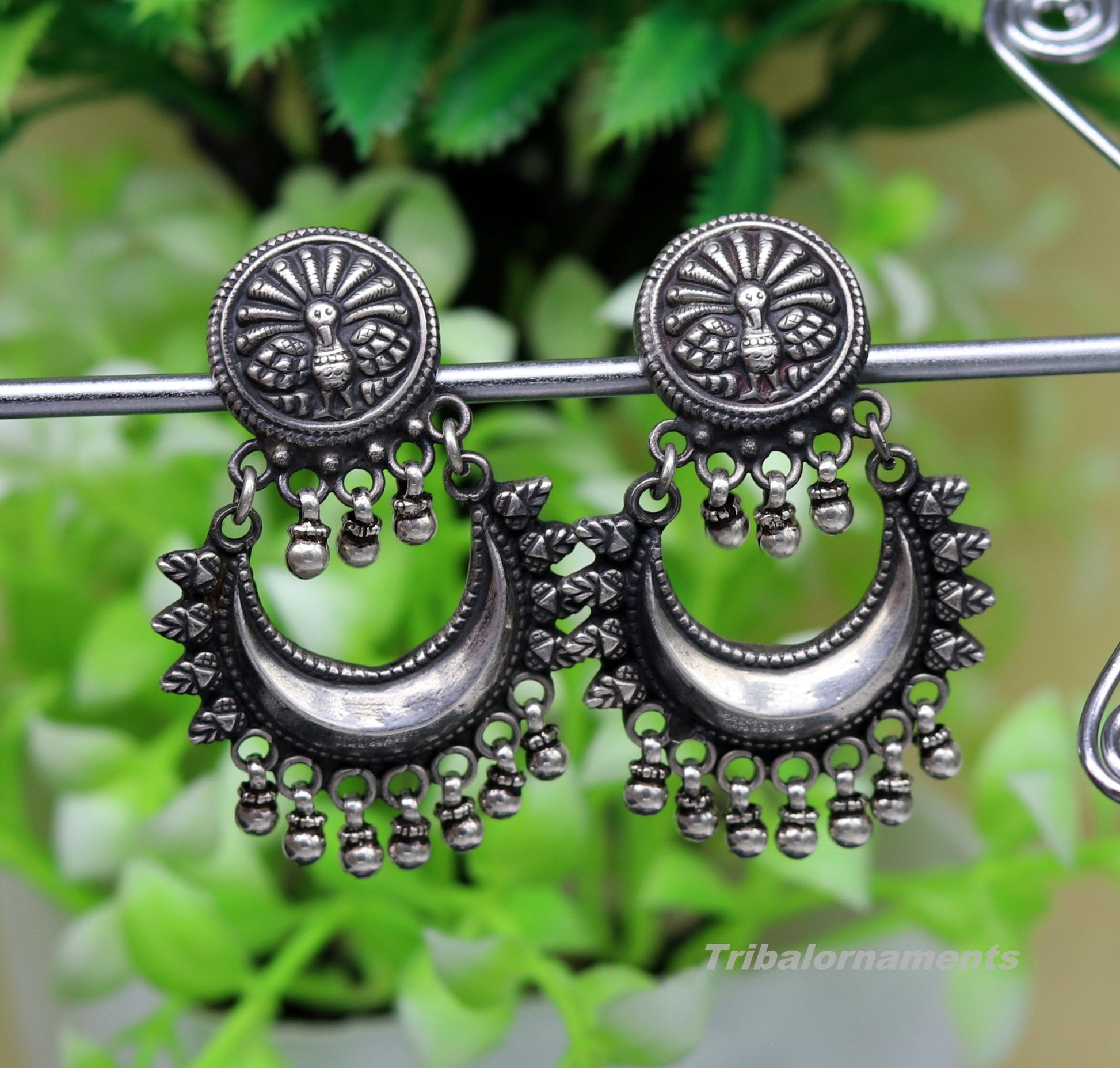 Amazing Handcrafted vintage peacock and moon design 925 sterling silver gorgeous stud earring ,drop dangle excellent customized earring s851 - TRIBAL ORNAMENTS