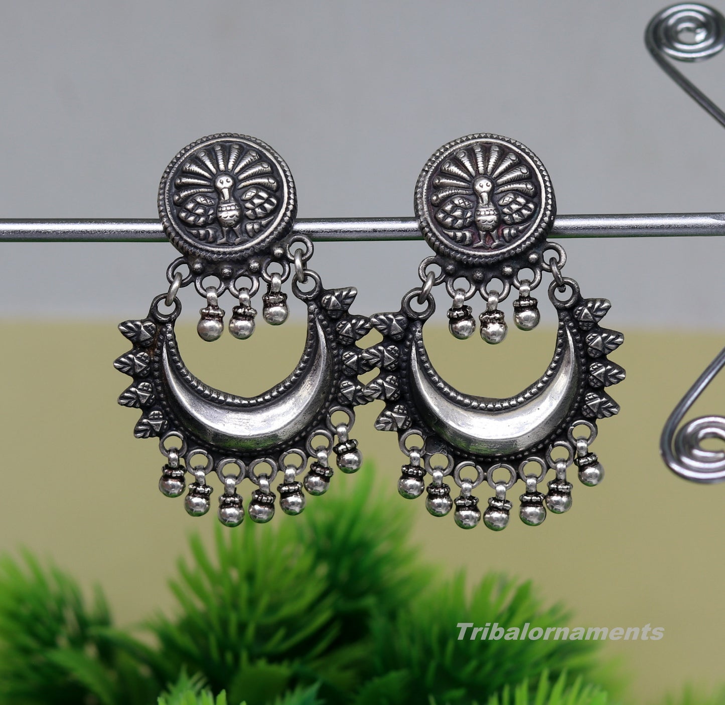 Amazing Handcrafted vintage peacock and moon design 925 sterling silver gorgeous stud earring ,drop dangle excellent customized earring s851 - TRIBAL ORNAMENTS