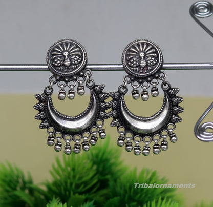 Amazing Handcrafted vintage peacock and moon design 925 sterling silver gorgeous stud earring ,drop dangle excellent customized earring s851 - TRIBAL ORNAMENTS