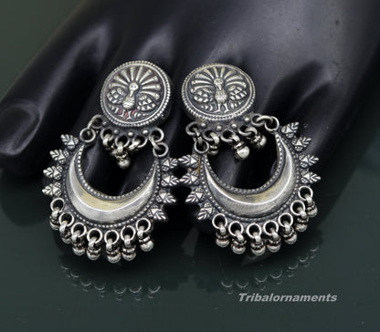 Amazing Handcrafted vintage peacock and moon design 925 sterling silver gorgeous stud earring ,drop dangle excellent customized earring s851 - TRIBAL ORNAMENTS